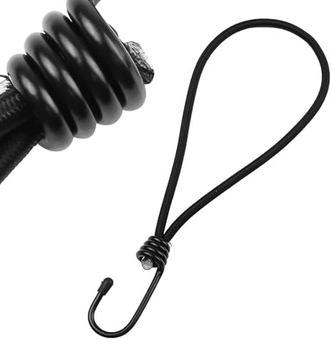 DRERIO Spanngummi mit Haken 10 Stück klein Expander mit Metall Haken 20 cm kurz gepäckspanner, schwarz Belastbare Gummispanner mit Haken für Zelte, Banner, Plakate, im Freien, Camping, Garten