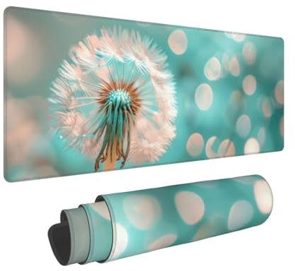 Gaming Mouse Pad 35.4x11.8x0.12 inch XXL Large Gaming Mouse Mat with Stitched Edges, Blue Dandelion Mouse Pad, with Non-Slip Base Extended Mouse Pads, Keyboard Desk Pad with Water Resist Surface N-787