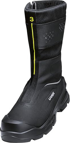 Uvex 3 stivali invernali con cerniera S3L FO CI SC SR scarpe antinfortunistiche stivali di sicurezza impermeabili larghezza 11, Nero , 46 EU