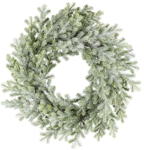 CREATIV green künstlicher Taxuskranz geeist 42 cm I Weihnachtskranz mit glitzernden naturgetreuen Ästen I hochwertiger Tannen-Weihnachtskranz I Adventskranz künstlich I Türschmuck Weihnachtsdeko
