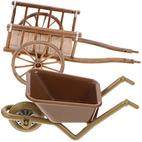 TOYANDONA 2 Pièces Chariot de Simulation Chariot à Roues Figurines pour Enfants cotillons Décoration de Jardin Miniature transpalette Manuel Chariot Micro Paysagiste décor de Mini Chariot