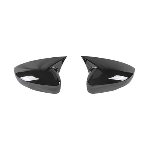 AWUJI [Replacement] for Volkswagen for VW for Polo MK5 6R 6C 2009-2017 Seitenrückspiegel-Abdeckkappen Schalenverkleidung for OX for Horn Style Zubehör (Bright Black)