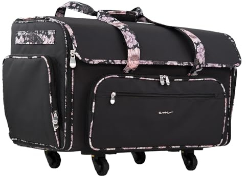 Everything Mary XXL Nähtasche auf Rädern, geräumige Tragetasche mit zum Patent angemeldetem Design, 76,2 x 45,7 x 50,8 cm, strapazierfähiges Polyester, verstellbare Fächer, leicht zu transportierende