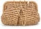 ViEinkaufen Straw Dumpling Clutch Purse for Women, Khaki, 22x16x2cm, 640cc, Detachable Shoulder Strap, Anti-Theft, Lightweight, Women's, Clutch, Beach, Holiday, Party, Shopping