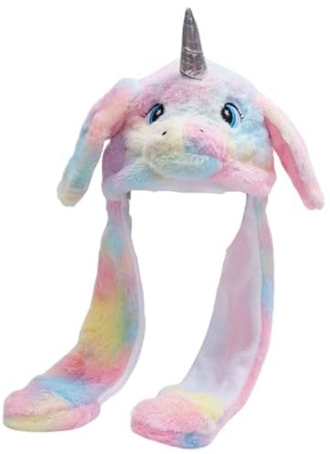 TOZBLEU Kostüm Kopfbedeckungen,1pcs Plüsch Tier Einhorn Ohren Hut Mütze mit Wackelohren,Drücken der Tiermütze Machen die Ohren Bewegen Spielzeug Weihnachts Geschenk Cosplay Geburtstags