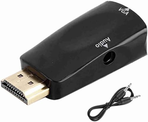 VGA TO HDMI Adapter, 1080p Gold Platted HDMI Male to VGA Female Adapter with 3.5mm Audio Jack Cable Compatible with Monitor, Laptop,Computer, Projector, HDTV, Chromebook and More