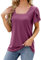 Heersan Magliette Donna Estive T-Shirt Manica Corta Elegante Top con Collo Quadrato e Maniche a Petalo Rilassato Bluse e Camicie da Donna