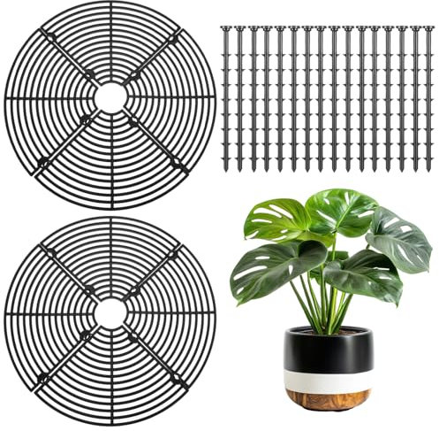 Bewudy Cubierta para maceta de 11.8 pulgadas, paquete de 2 cubiertas para plantas de animales con 16 estacas, protector de plantas de interior de gatos, mantiene a los gatos y ardillas fuera de las