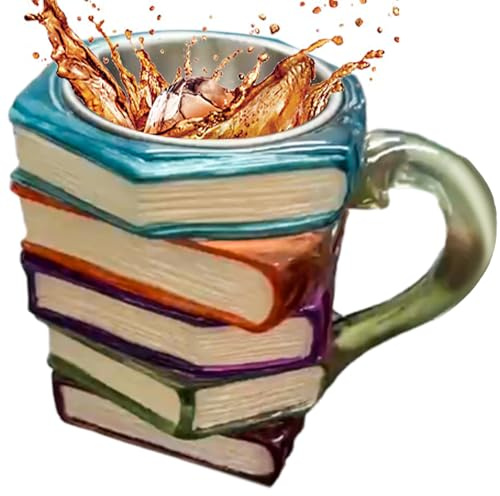 Dranng Tazza A Forma Di Libro Dipinto, Tazza Da Caffè Con Libri Dipinti In 3D, Da Caffè Da Lettura Originale Con Affascinanti Disegni A Tema Libro, Divertente Regalo In Ceramica Per Gli Amanti
