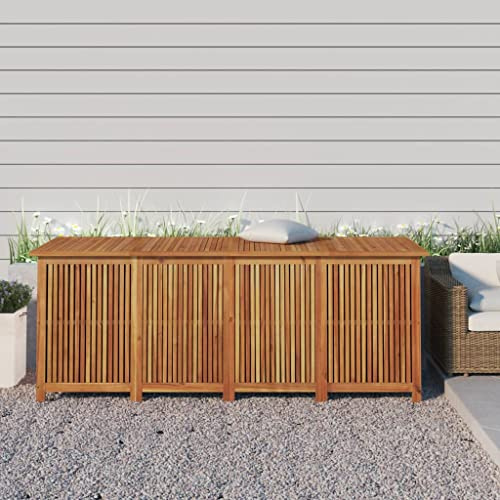 Emmtore Gartenbox, Auflagenbox mit Stauraum, Kissenbox mit Wasserfestem Beutel, Aufbewahrungsbox Gartentruhe Holztruhe, Massivholz Akazie,200 x 80 x 75 cm