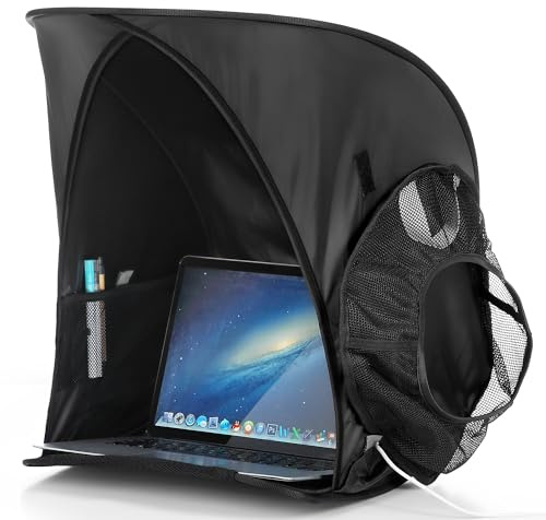 Portable Laptop Sun Shade Foldable Tent for Working Outside Travel Sun Shield for 13-16 inch Privacy Hood Heat & UV Reflective Waterproof Fabric