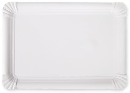 250 Stück NATUREStar Pappteller rechteckig | Pappe, Packung, weiß, L: 18 cm, B: 26 cm, Pappteller, Einwegteller, Einweggeschirr