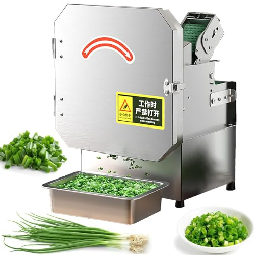 Electric Vegetable Cutter, Commercial Food Chopper Machine, 1.3-35mm Thickness Adjustment, Maximum Output 150kg/Hour, for Onion, Coriander, Leeks