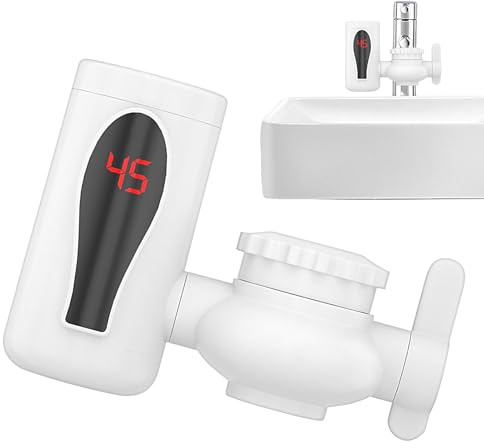 Rubinetto Acqua Calda Istantanea | Scaldabagno Senza Serbatoio - Doppia Modalità Rubinetto Rotante Display LED per Esterno Campeggio Bagno Cucina Piccoli Spazi