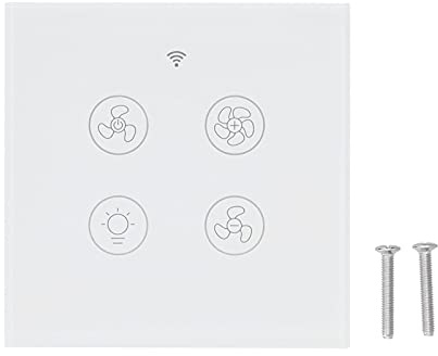 Contacteur wifi interrupteur va - et - vient 10A 230V blanc en verre trempé - Contrôle à distance et voix, minuterie programmable, kit domotique éclairage et ventilateur
