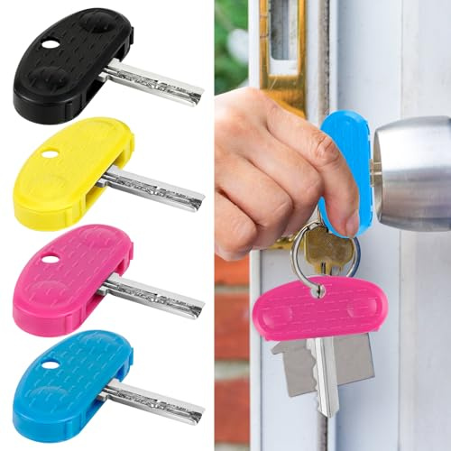 Set of 4 Key Extenders - Red and Blue Key Caps, Key Turning Aid, Suitable for Elderly People and Parkinson's Patients