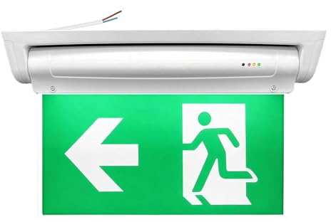 HOSPAOP LED Fluchtwegschilder Nachleuchtend, Notbeleuchtung mit Notstromakku 3h, 6 Schild Notausgang, Langnachleuchtend Notausgangsschild Rettungsweg Notlicht Geradeaus