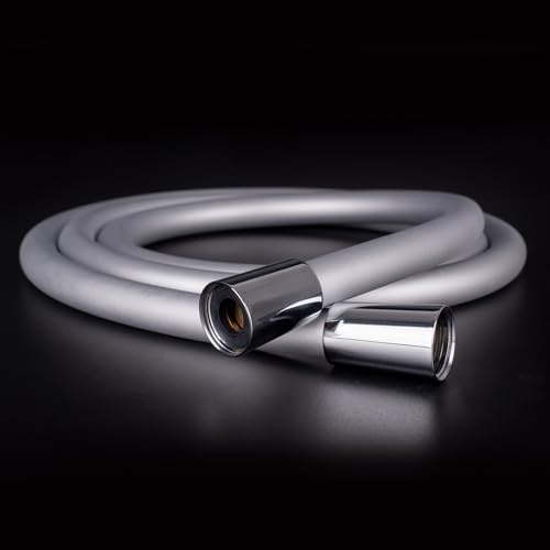 Brauseschlauch 3m, Ultraweiche Silikon-Brauseschlauchverlängerung, Anti-Kink-Design, langer Handbrauseschlauch, Ersatz mit Messingeinsatz und Mutter, Silber
