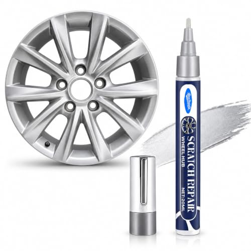 LEMONSTONE 20ml Lackstift Auto Silber Glänzend für Felgen,Kratzer Entferner | Felgen Reparatur Lackstift, für Kratzerreparaturen der Meisten Autos, Motorräder, Fahrrad, Schnelltrocknend & Wasserfest