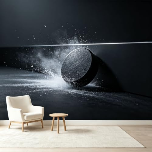 Individuelle Größe, Wandbilder, Eishockey-Puck-Effekt, 3D, modern, selbstklebend, Stoff, abnehmbare Tapete, Wanddekoration für Wohnzimmer, Schlafzimmer, Badezimmer