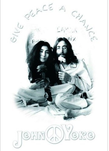 Rock Off - Postkarte: John Lennon - Give Peace A Chance (10,5 cm x 15 cm, Schwarz-Wei, Frieden)