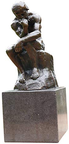 Antike Fundgrube Bronze Figur der Denker nach Auguste Rodin auf edlem Marmorsockel | Skulptur Statue Dekoration | H: 19 cm (873)