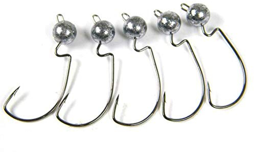FISHIN ADDICT Offset jig heads hooks 3g 5g 7g weedless for soft lures PACK OF 5 (5.0)