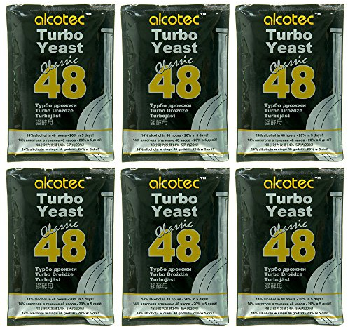 Alcotec Classic 48 Turbo Yeast | Brewers Yeast Powder | Wine Yeast for Wine Making | Dry Yeast | Nutritional Yeast | (Pack of 6)