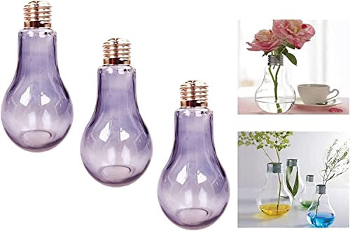 Bottiglia Decorativa Bottiglia Di Vetro 3 pezzi 14,5 cm di altezza grigio lampadina vaso da tavolo vetro vaso bottiglia Piante Terrario lampadina Vintage in vetro