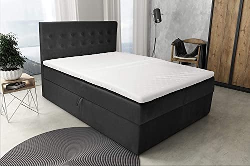 Best For Home Boxspringbett S Deluxe mit 7 Zonen Taschenfedermatratze 4 Größen 10 Farben (200x200, Anthrazit)