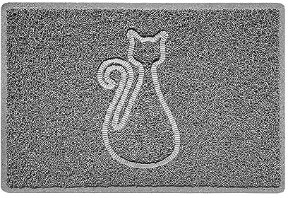Nicoman CAT Embossed Shape Door Mat Dirt-Trapper Jet-Washable Doormat-(Use Indoor or Sheltered Outdoor)-(60x40cm/23.6x15.7inches, Small) Grey