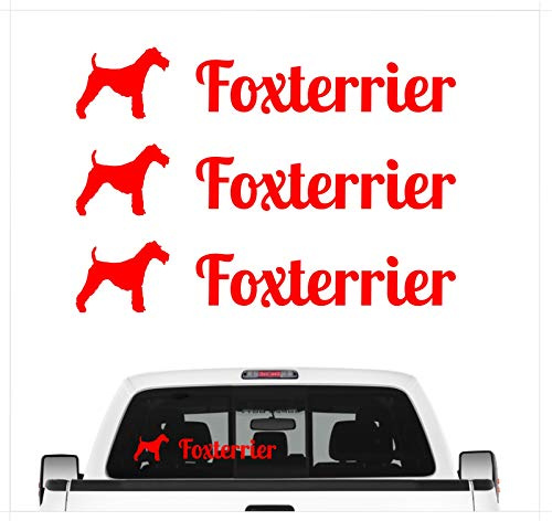 siviwonder Foxterrier Fox Terrier Foxie - 3er Set Auto Aufkleber Autoaufkleber Hundemotiv Hundeaufkleber autoaufkleber Hund Folie Aufkleber rot