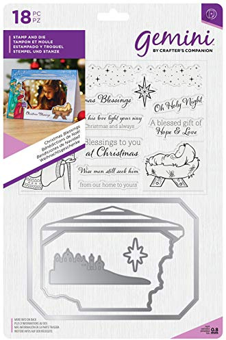 Crafter's Companion Gemini-Stamp & Die Set for Cardmaking and Scrapbooking-Christmas Blessings, Multi-Colour, 7 x 5 inches