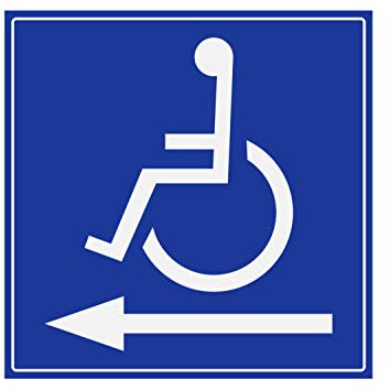 Panneau Rigide Handicapé - Personne à mobilité réduite flèche Gauche 15x15cm épaisseur 3mm