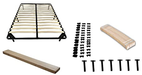 TEENO Sommier a Lattes 140x190CM - Pieds + Lattes Inclus - Sommiers à Lattes pour Adulte