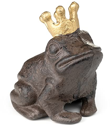 Moritz Deko Figur Frosch Garten Froschkönig Krone Märchen Schlüsselversteck für draußen Gußeisen Gartendeko Dekoration wetterfest