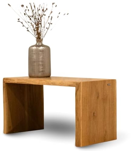 holz4home® Massivholzbank S I Sitzbank aus Eiche mit Baumkante ohne Lehne I Echtholz Holzbank Hocker für Wohnzimmer Badezimmer Flur oder Küche I Sitzhocker Massiv