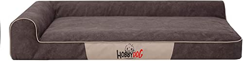 Bjird Hundebett - Hundekorb für kleine mittelgroße & große Hunde - Hundekissen - Hundesofa - Bezug abnehmbar und waschbar - Best - Größe: 115 x 80 x 18 cm [Größe: L] - Braun