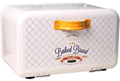 ABGRC Brotkästen Weißer Brotkasten, Metall-Brotkasten für Küchendekoration, multifunktionaler Trockenfutter-Aufbewahrungsbehälter, Vintage-Brothalter Minimalistisch