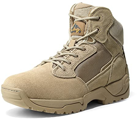 NORTIV 8 Herren Militärstiefel Einsatzstiefel mit Reißverschluss Taktische Boot Security Stiefel Kampfstiefel Springerstiefel Armee Outdoor Trekking Schuhe,Size 44W,Sand,ALLOY-W