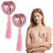Cache-tétons adhésifs réutilisables pour tétons sexy à paillettes brillantes en forme de cœur avec pompon pour couples, jeu de rôle, accessoire de fête, rose, taille unique