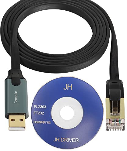 QIANRENON USB Consola Cable USB a RJ45 Equipo Red depuración Consola Cable Viene con el CD del Conductor, Puesta en Servicio Profesional Switche Router Firewall servidore servidores, 1.8m (5.9ft)