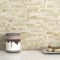 MOFIT - Piastrelle autoadesive 3D in mattoni in pietra, per cucina, piastrelle autoadesive da parete, piastrelle a mosaico lineari in marmo per bagno, camino, vanità (beige, 5 fogli)