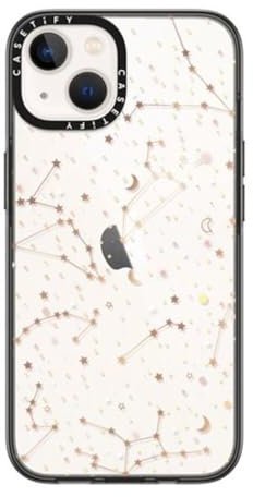 CASETiFY Compact iPhone 14 Case [2X Military Grade Drop Tested / 4ft Drop Protection] - Space pattern on clear background - Clear Black