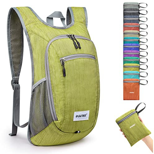 G4Free Kleiner Rucksack, 10/15 l, faltbar, leicht, verstaubar, Tagesrucksack, Reisen, Outdoor, Wandern, Schultertasche, lichtgrün, 10Liters, Lässig, sportlich