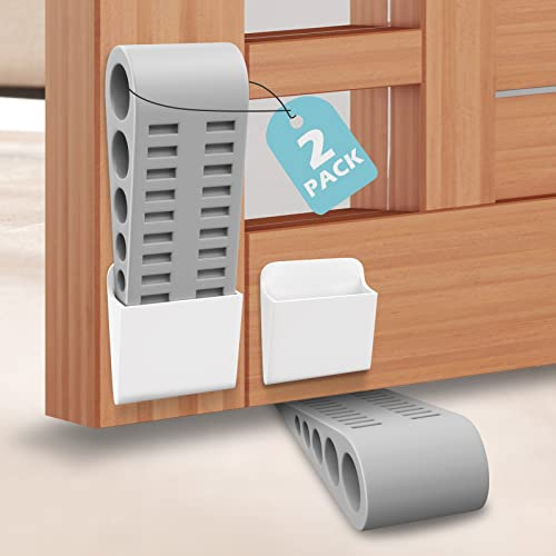 Door Stop Door Stoppers for Floor - Door Wedge Rubber Door Stops Grey Door Wedges Heavy Duty Door Stop, Door Stoppers for Skirtings Doorstop Patio Door Stop Door Jammer - 2 Pack