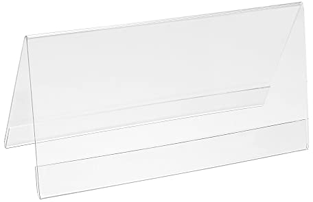 PATIKIL 8.58 x 4.29 Pulgadas Acrílico Escritorio Identificación Placa Soportes, 10uds Transparente Nombre Tienda Soportes, V Forma para Mesa Menú Tarjetero Soporte