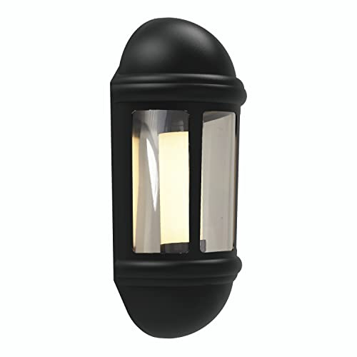 4lite Outdoor Half Wall Lantern (Black) 400lm Warm Light IP65 Rated LED Integrated 8W Exterior Wall Lamp - 4L2/3416-4Yr Guarantee