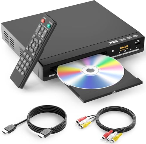 Lettori DVD per TV con HDMI, riproduce tutte le regioni e i formati, lettore CD per la casa, supporta video 1080P / CD / DVD / VCD / JPEG / USB, telecomando, cavi HDMI e RCA inclusi