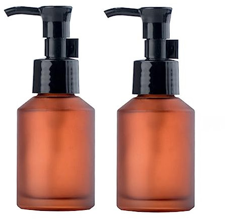 2 PCS 60ml 2oz Premium Glass Lotion Dispenser Travel Pump Bottles for Toiletries Travel Size Leak Proof Soap Dispenser Cosmetic Bottles Containers Jar for Shampoo Cream Toners(Wine Red)